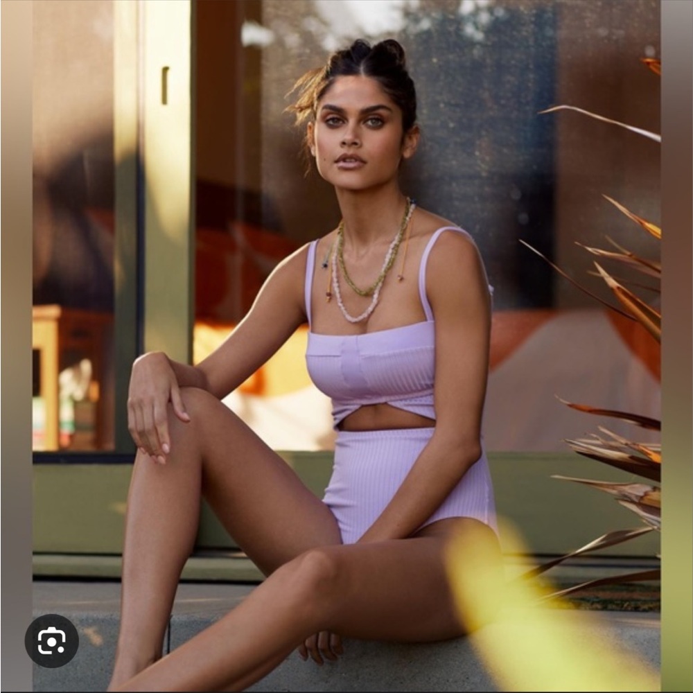 Sanctuary Splice Mio Lilac Ribbed One-Piece Swim